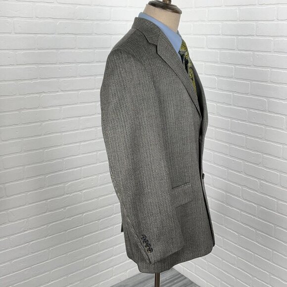 Nautica Blazer Men 40R Black Herringbone Lambswool Stretch Classic CareerJ acket - Picture 5 of 14